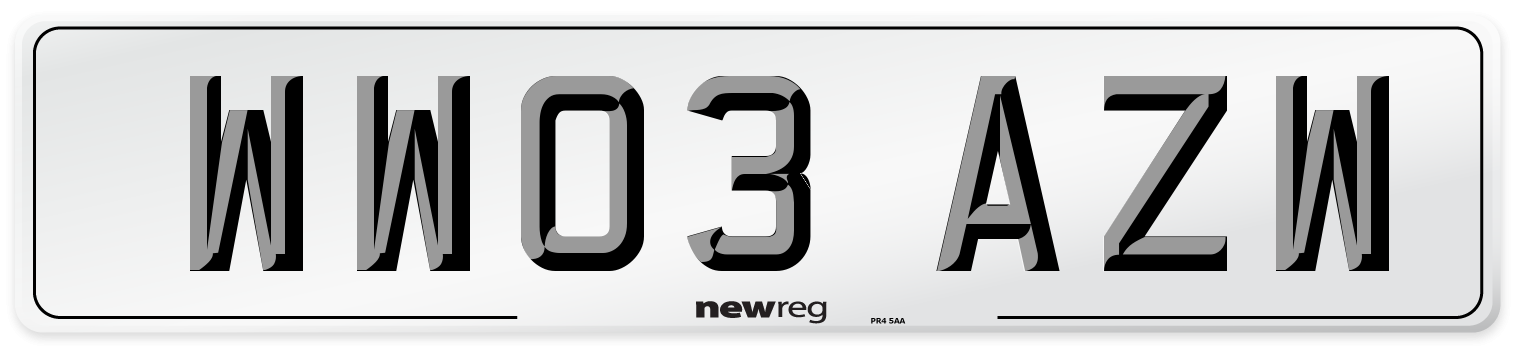WW03 AZW Number Plate from New Reg